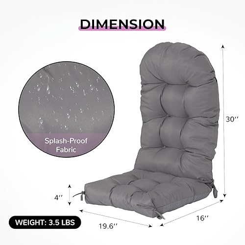 Miniatura 3 de NALONE Adirondack - Paquete de 2 cojines Adirondack para sillas mecedoras, cojines de respaldo alto con lazos, cojines de patio para muebles de