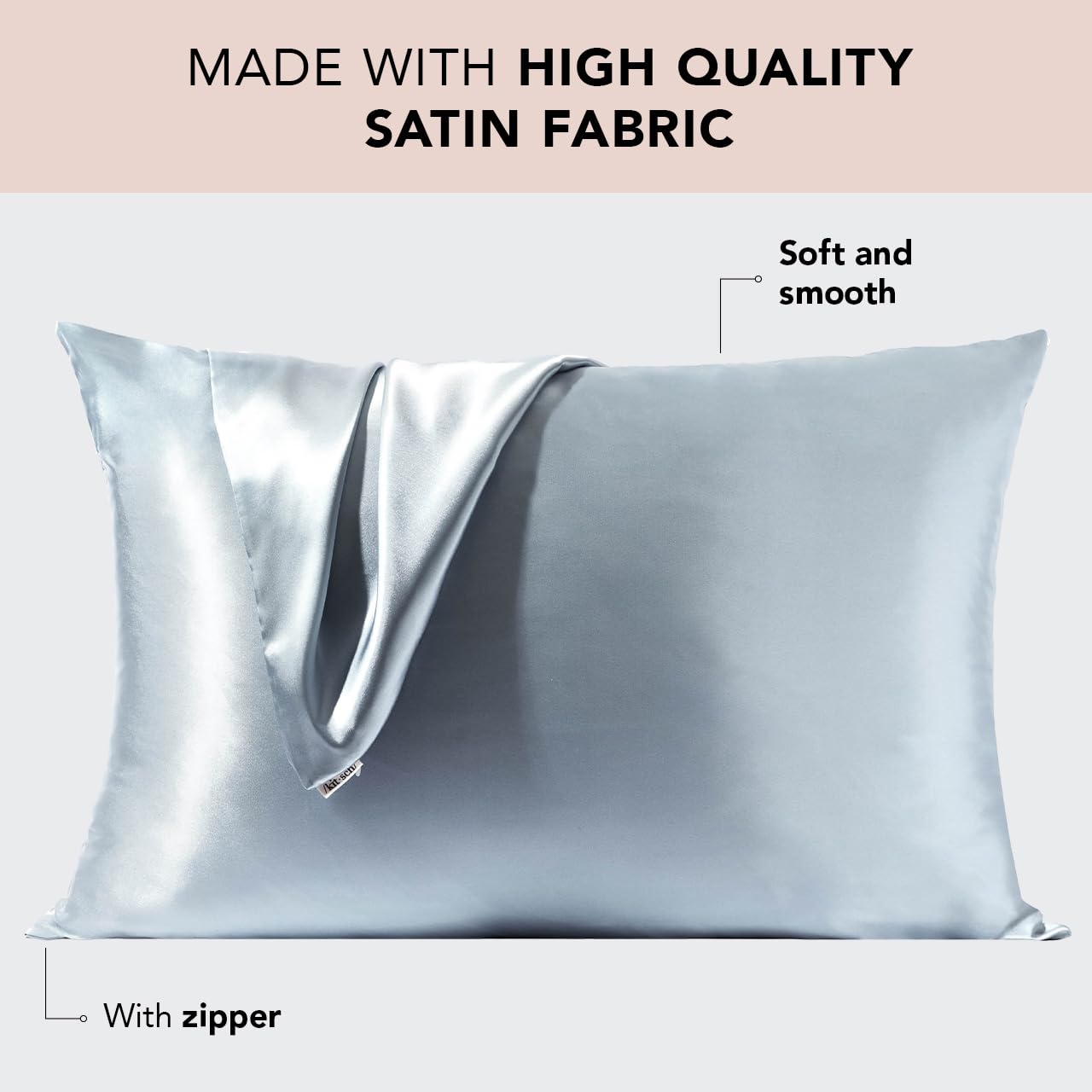 Kitsch Satin Pillowcase with Zipper, Softer Than Real Silk Pillow Cases, Standard Size 19x26 Inches - Image 2