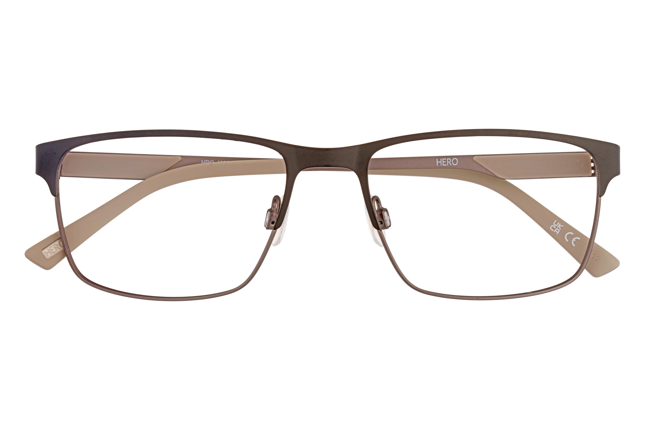 Hero Brille mit Sehstärke für Herren optional mit Sonnenbrillentönung oder Blaulichtfilter, Oval, gefertigt aus Metall (inklusive Brillenetui)