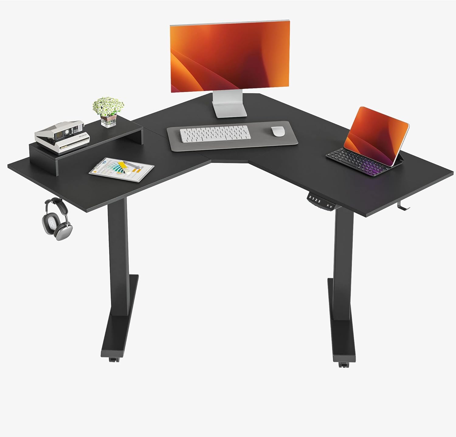 Cubiker L Shaped Electric Standing Desk, 48" Dual Motor