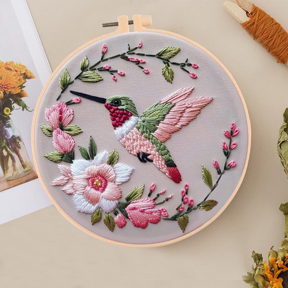 Huacan Embroidery Kits for Beginners DIY Embroidery Starter Kit with Instruction (Flower), color - Image 4