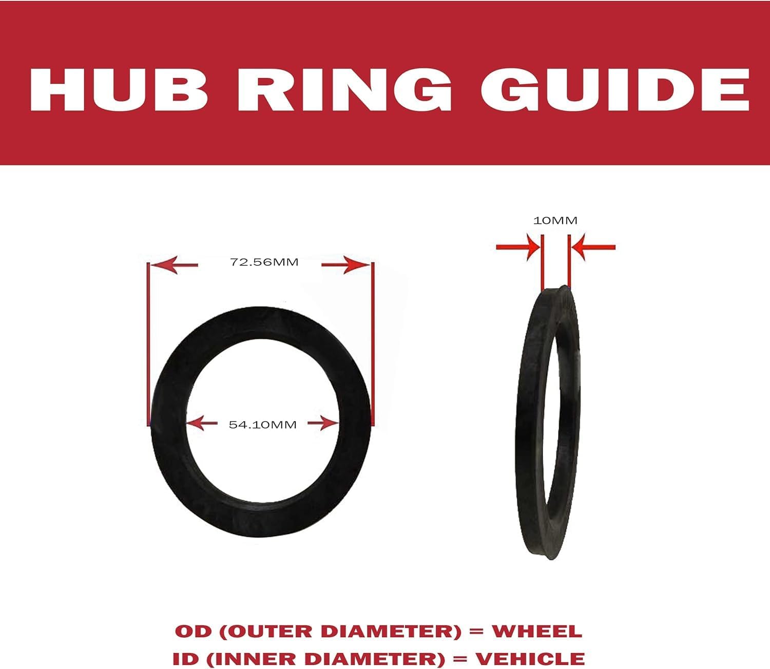 Wheel Accessories Parts 4 Pcs Poly Carbonate Hub Centric Rings OD 72.56mm ID 54.10mm Fits Hyundai Kia Lexus Toyota Pass Cars Hubs