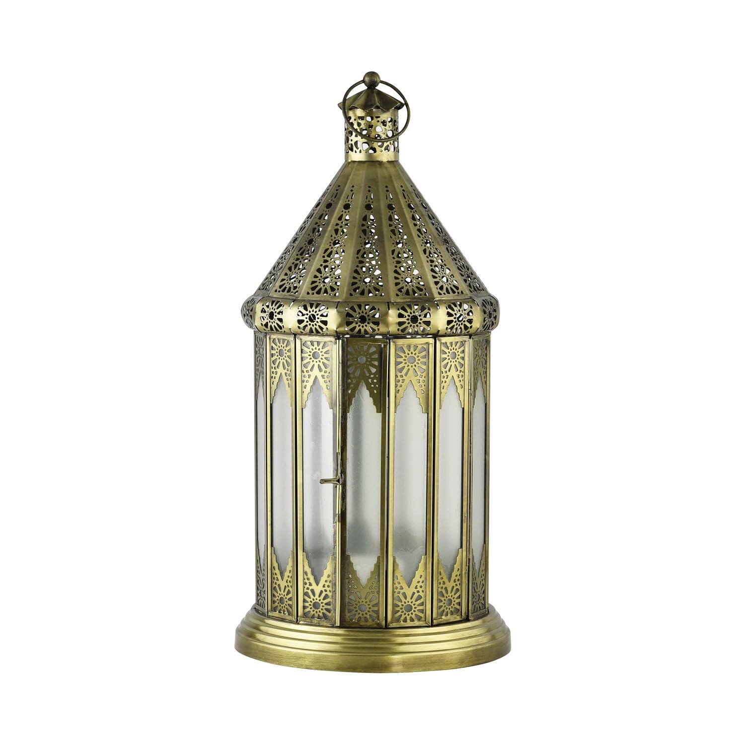 Orientalische Laterne Lilaf Deko aus Metall und Glas in Weiß 40 cm