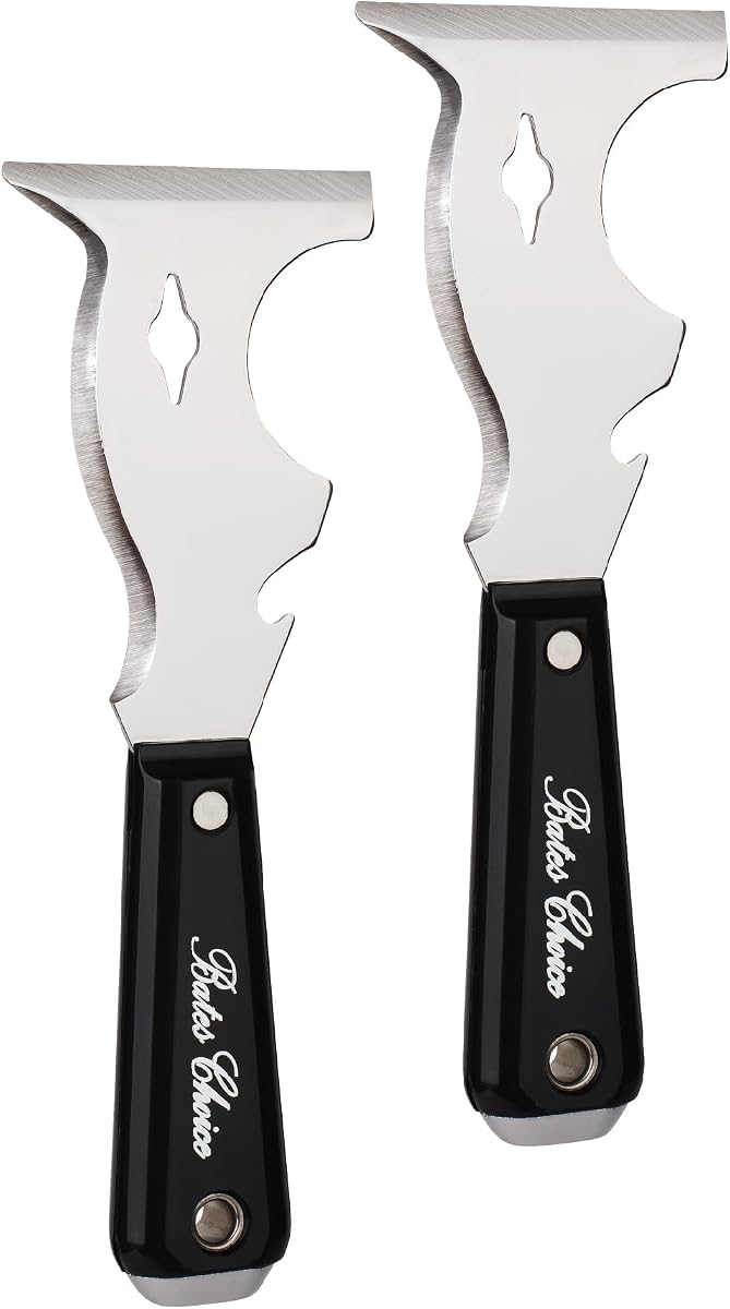 Bates- Paint Scraper, 10 in 1, 2 pcs, Metal Hammer End, Paint Scrapers for Wood, Putty Knife, Metal Scraper, Spackle Knife