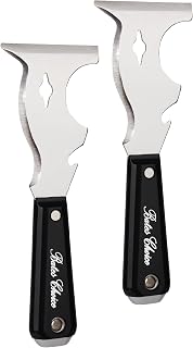 BatesChoice 10-in-1 Paint Scraper Set, 2-Pack Stainless Steel with Hammer End - Putty Knife for Wood, Metal Scraping & Renovations