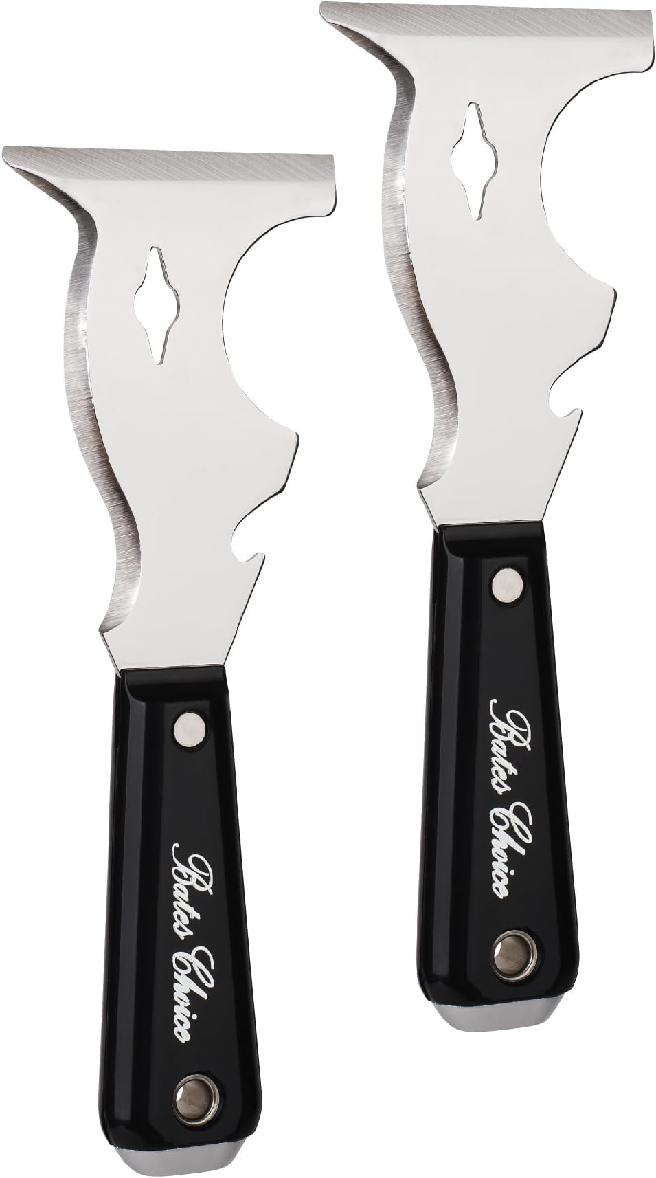 Bates- Paint Scraper, 10 in 1, 2 pcs, Metal Hammer End, Paint Scrapers for Wood, Putty Knife, Metal Scraper, Spackle Knife