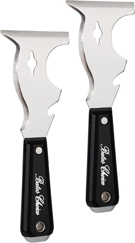 Bates- Paint Scraper, 10 in 1, 2 pcs, Metal Hammer End, Paint Scrapers for Wood, Putty Knife, Metal Scraper, Spackle Knife