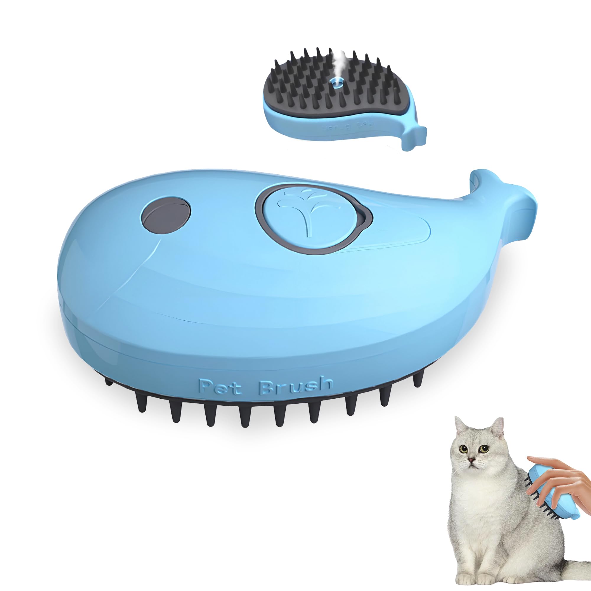 CEPILLO GATO VAPOR-3-IN-1-AZUL-CEPILLO DE VAPOR PARA GATOS-PELO LARGO-CORTO-CEPILLO GATO VAPOR- CEPILLO GATO Y PERRO