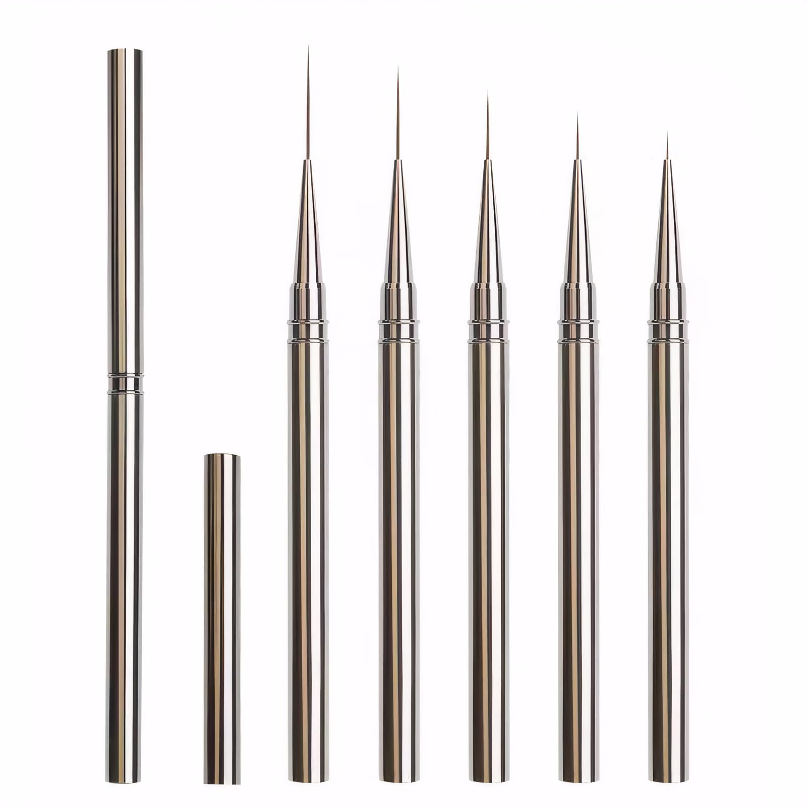 Nail Art Liner Brushes Set – 5PCS Long Thin Nail Brushes for Gel Nail Polish, Detail Painting & Striping – Professional Nail Art Brushes with Durable Metal Handles for Salon & DIY Manicure