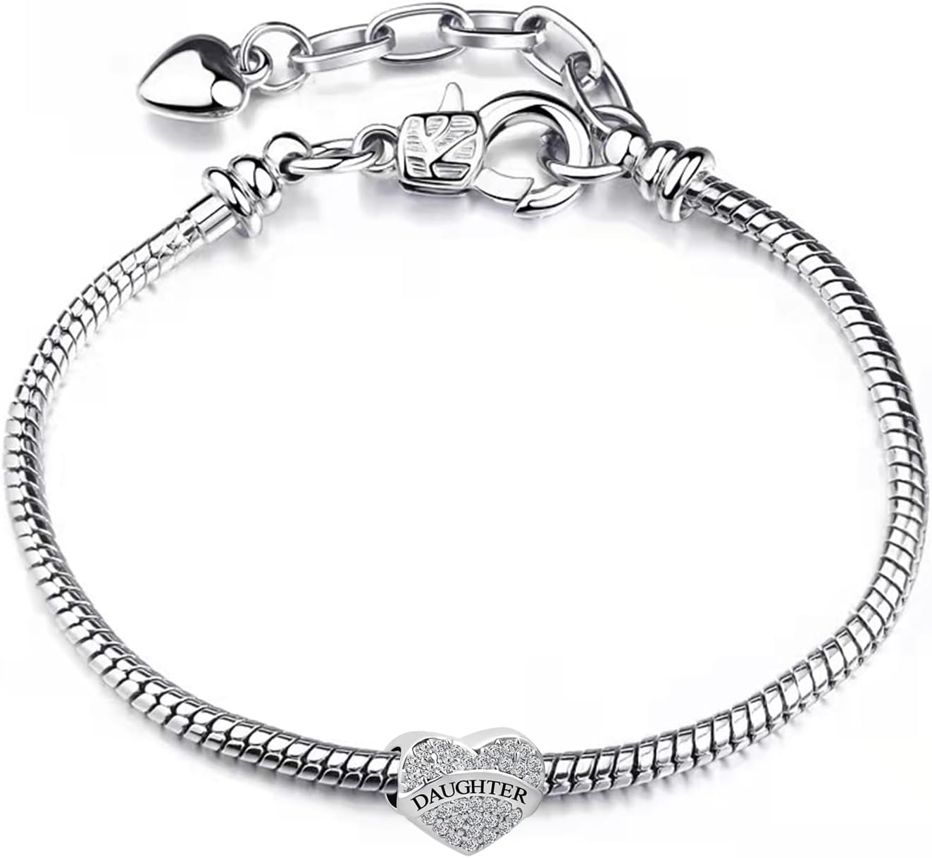 NARTGO Heart Love Mom Dad Sister Bestie Grandma Auntie Daunghter Charm with Sparkling Clear Cubic Zirconia Compatible with Pandora Charms Bracelets - Image 4