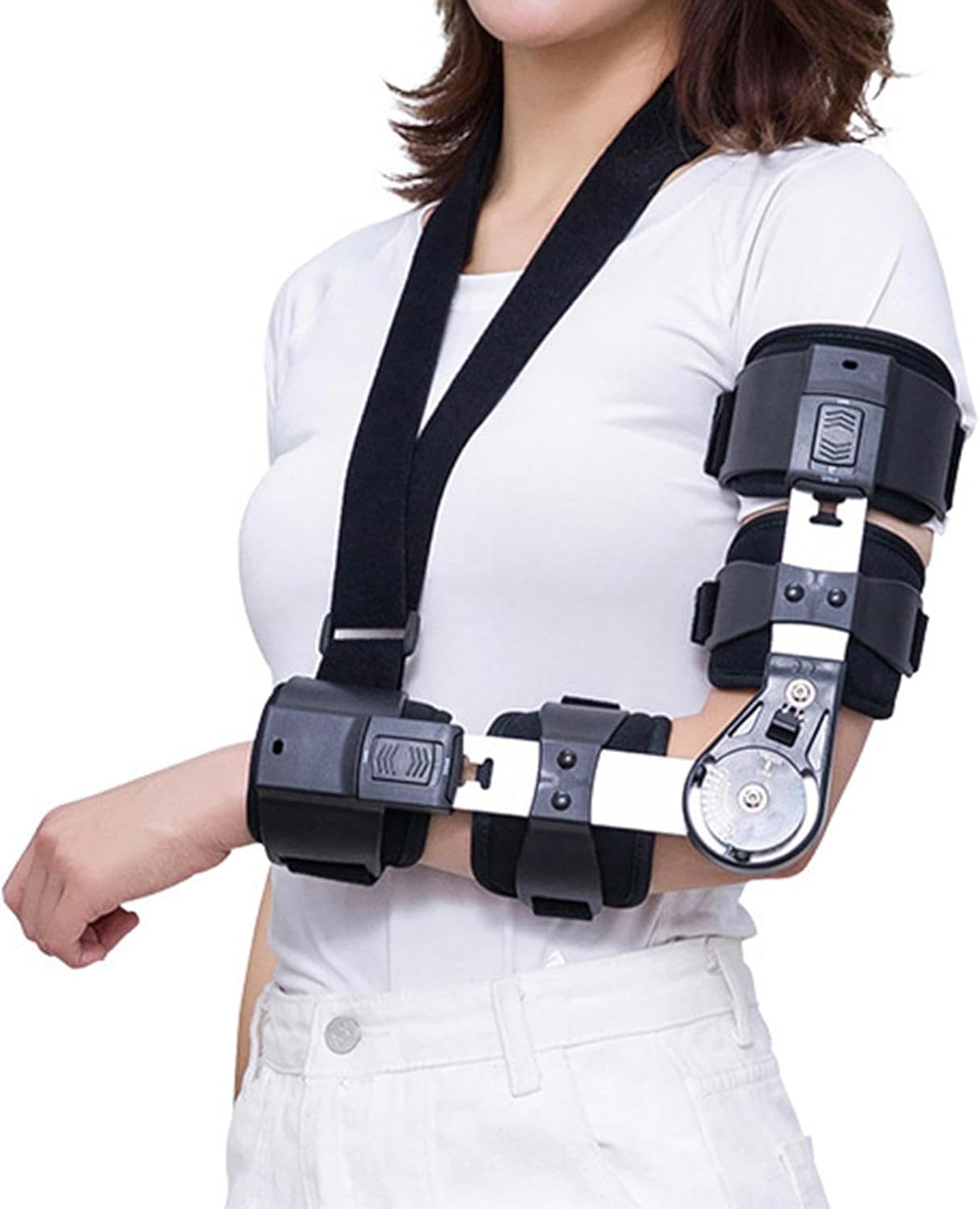Adjustable Elbow Brace, Unisex Hinged Elbow Brace for Men Women, Arm Fracture Plate Fixation Belt, Forearm Fracture Fixation Sling,Right，Right