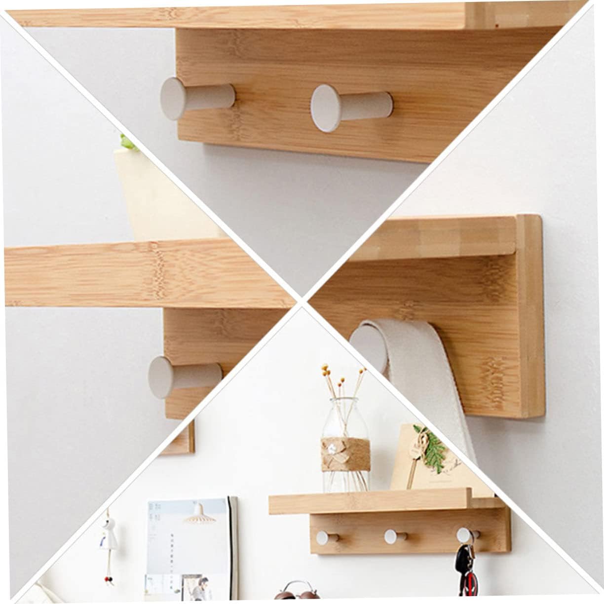 1set Multifunctional Wall-Mounted Storage Rack Simple Style Floating Shelf Hooks for Keys Towels and Ornaments Practical Home Organizer for Bathroom Entryway and Kitchen