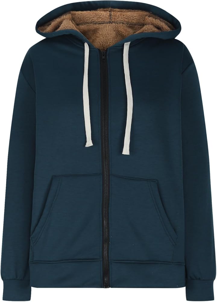 Jyanl Womens Sherpa Lined Coats Winter Fleece Jackets Casual Fashion Trendy  Jackets Warm Outerwear Fuzzy Long Zip Hoodie At Women's Coats Shop