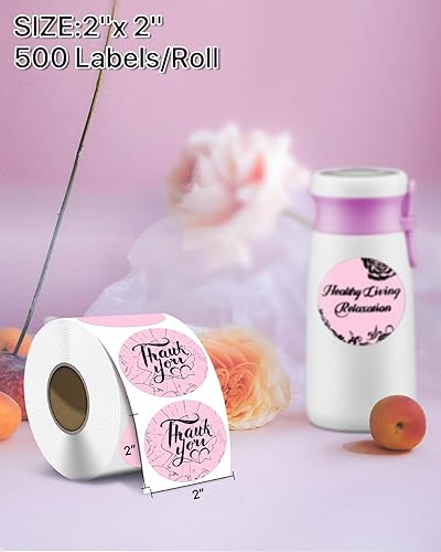Miniatura 3 de Etiquetas adhesivas térmicas circulares de 2 pulgadas, etiquetas térmicas directas redondas autoadhesivas, calcomanías térmicas en rollo multiusos,