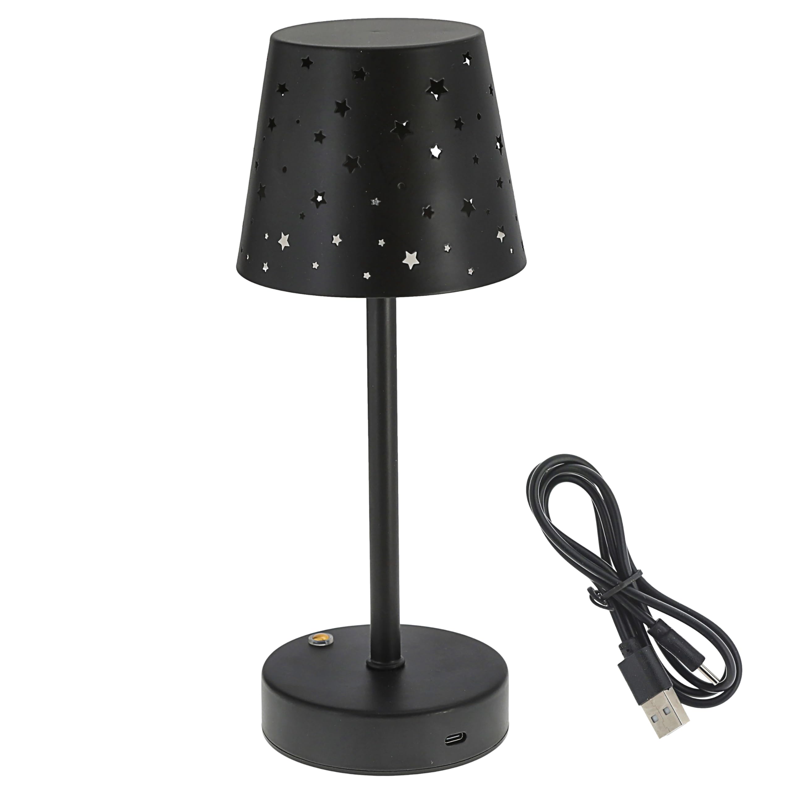 Cepewa Table Lamp Stars Die-Cut Touch Function Fully Dimmable 3 White Tones 10 x 28 cm Black 8 LEDs USB-C to USB Charging Cable (1 x Table Lamp Stars) - Image 4