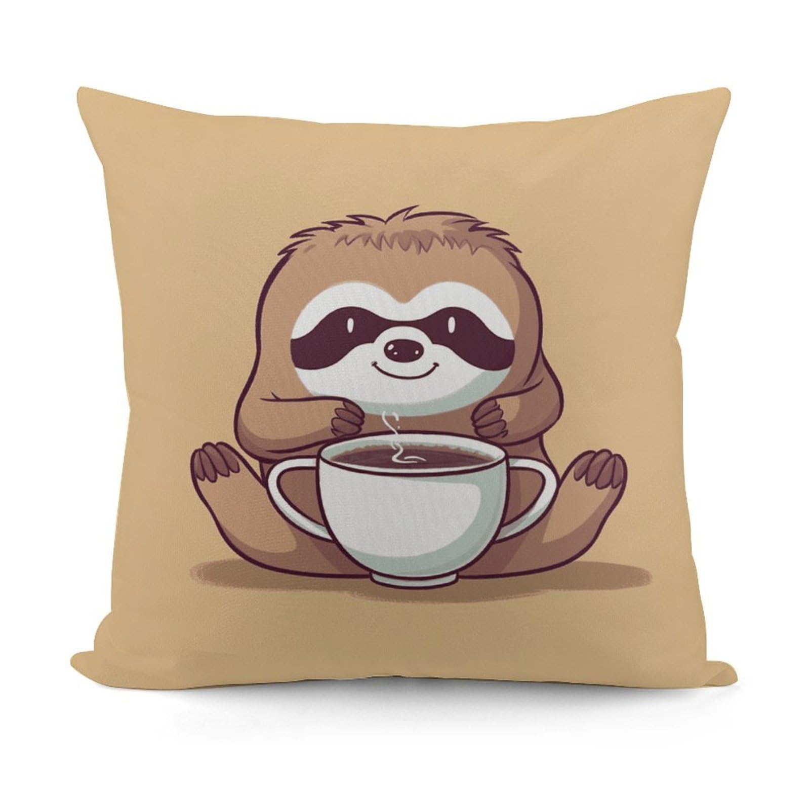 VstaDank Yoga Sloth Coffee Throw Pillow Covers 18x18 Inch Soft Couch Home Decor Cushion Cover Comfortable Plush Square Cushion Case Farmhouse Decorative Pillowcase for Living Couch