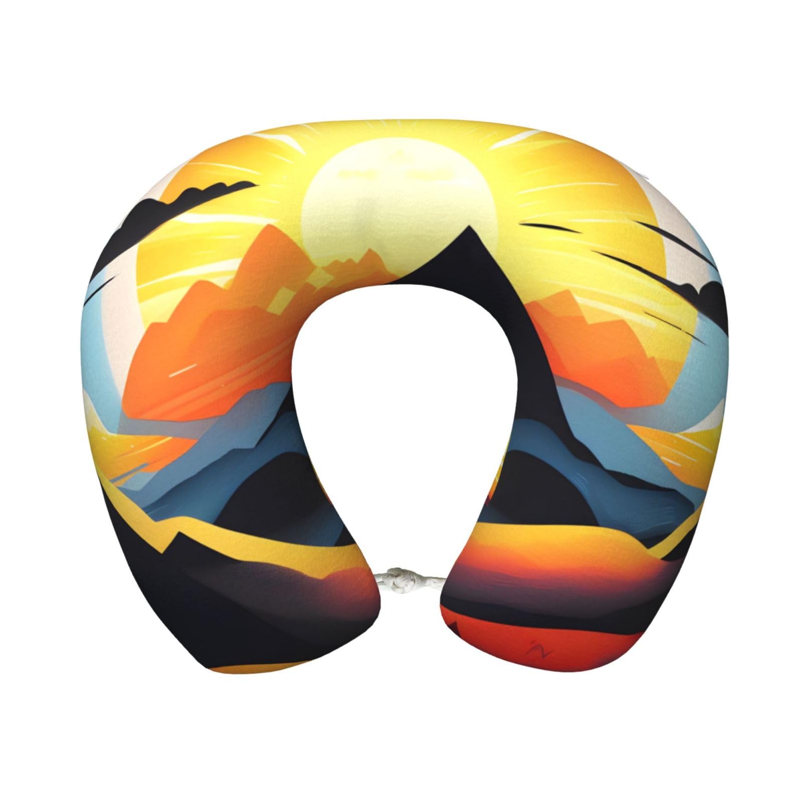 BOAIHH Sunrise Mountain Memory Foam Travel Pillow for Soft Comfort Fits Snugly for Naps Office, and Airplane Use