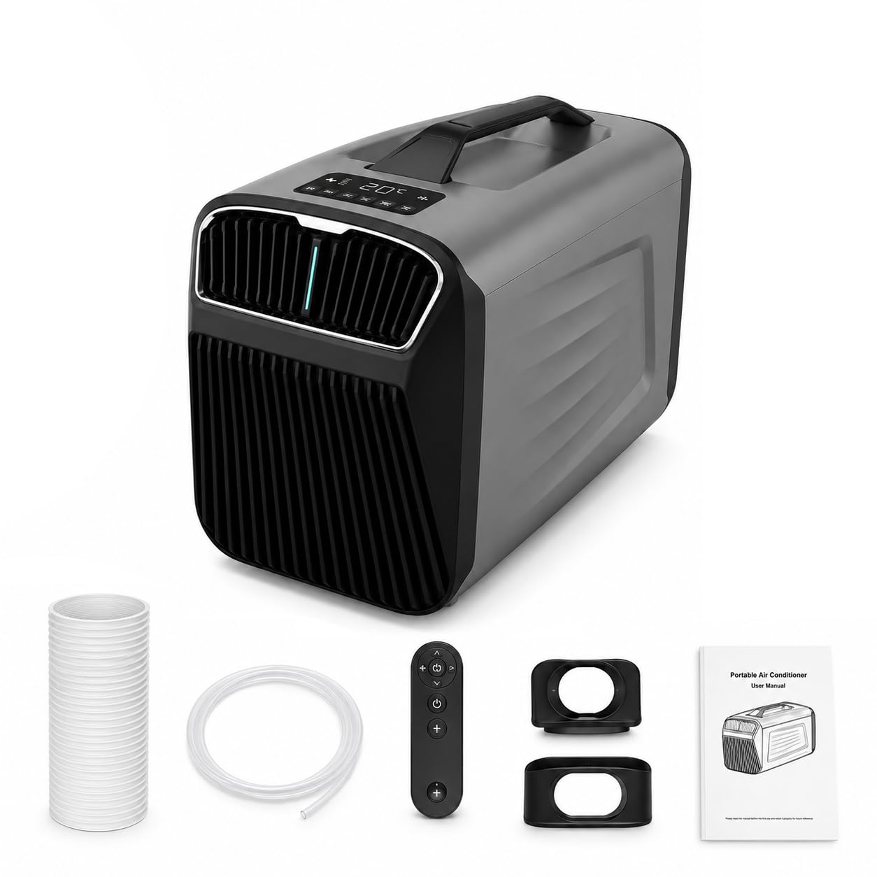 Mobile Air Conditioner for Camping, Tent & RV – Portable DC 12V/24V Cooling Unit, 5200 BTU, 8–10 m² Coverage with Cooling, Dehumidify, Fan, Sleep Mode & 24h Timer, Travel Air Conditioner Grey-24V