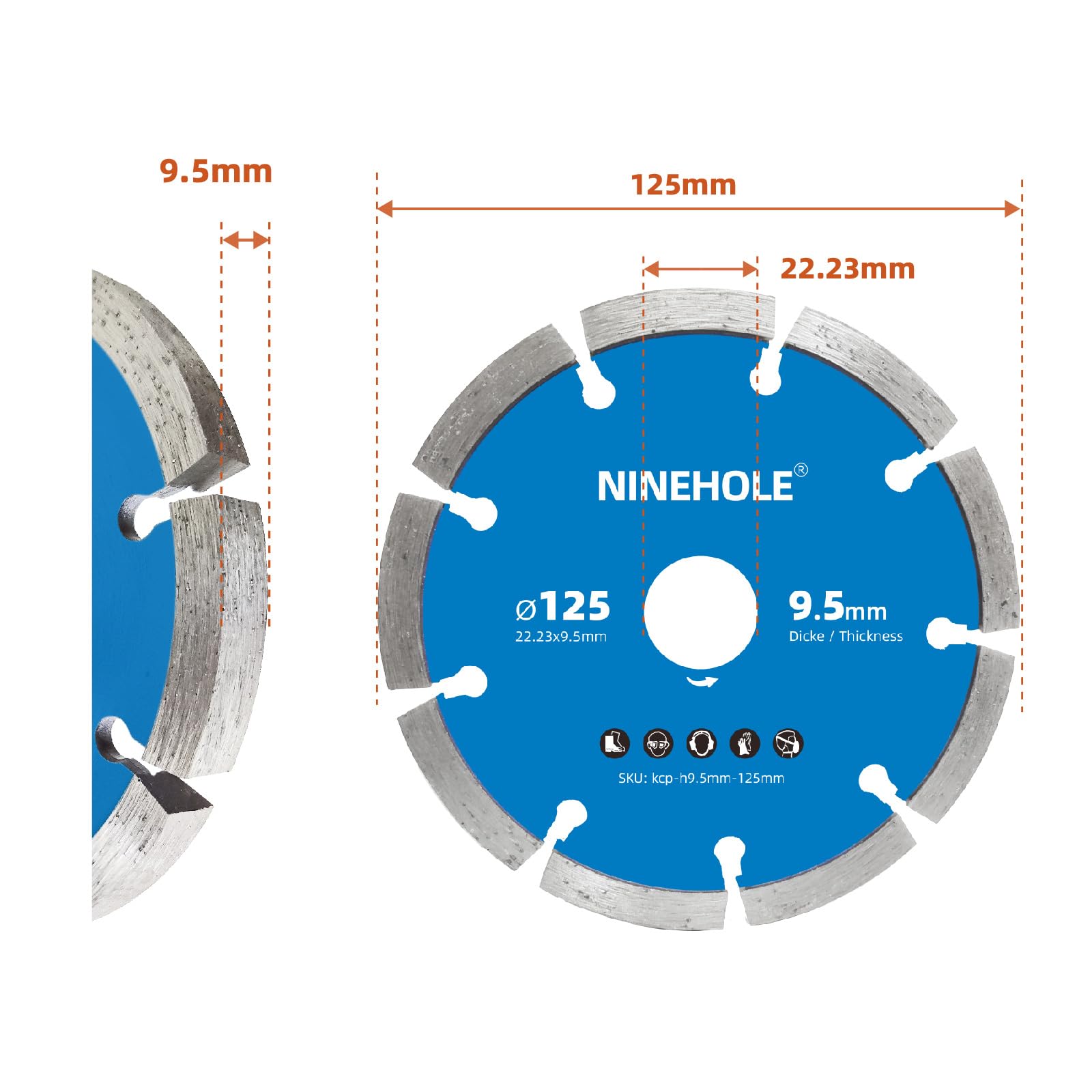 Diamant Frässcheibe für Beton Mörtel Mauerwerk und Putz, Durchmesser 125mm, Dicke 9.5mm Diamant Mörtelfugenfräser Frässcheiber Fugenfräser
