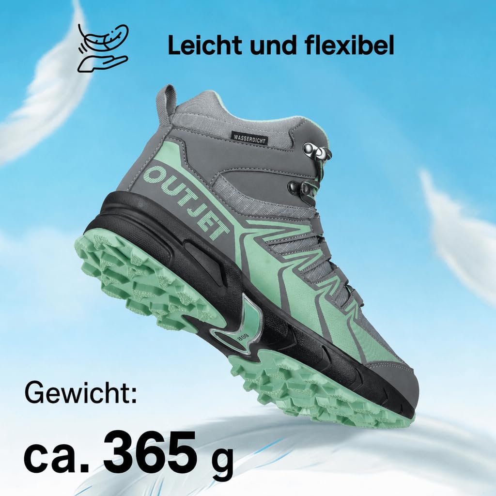 wasserdichte Wanderschuhe Damen Hoch – Leichte Outdoor Trekkingschuhe mit Dämpfung