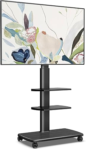 FITUEYES Soporte de TV rodante, carrito de TV móvil con ruedas para televisores de pantalla plana de 32-65 y 70 pulgadas, soporte alto de suelo de