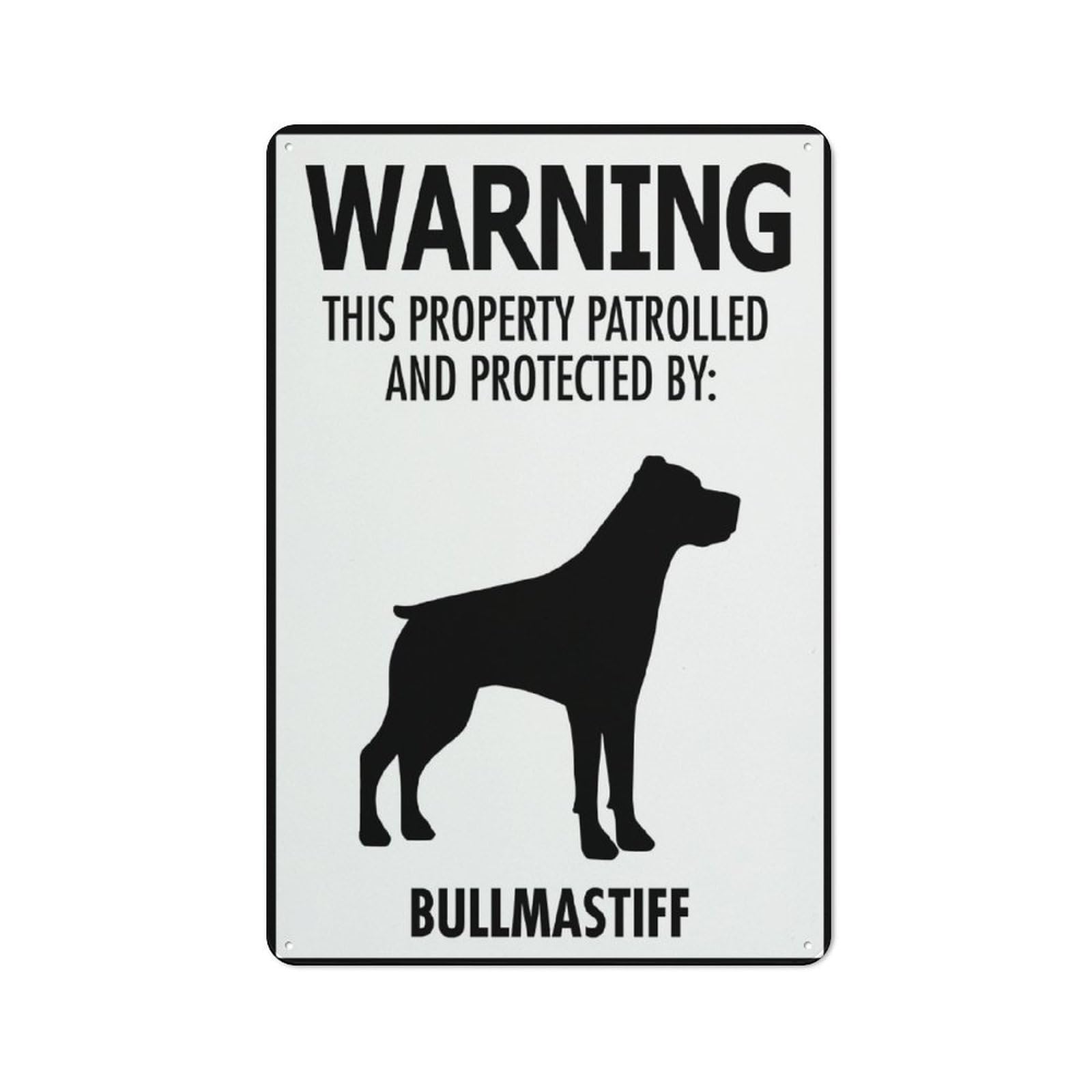 Warning This Property Patrolled And Protected By Bullmastiff Sign 12 X 8 Inch Metal Sign, Rustproof Aluminum, Multicolor