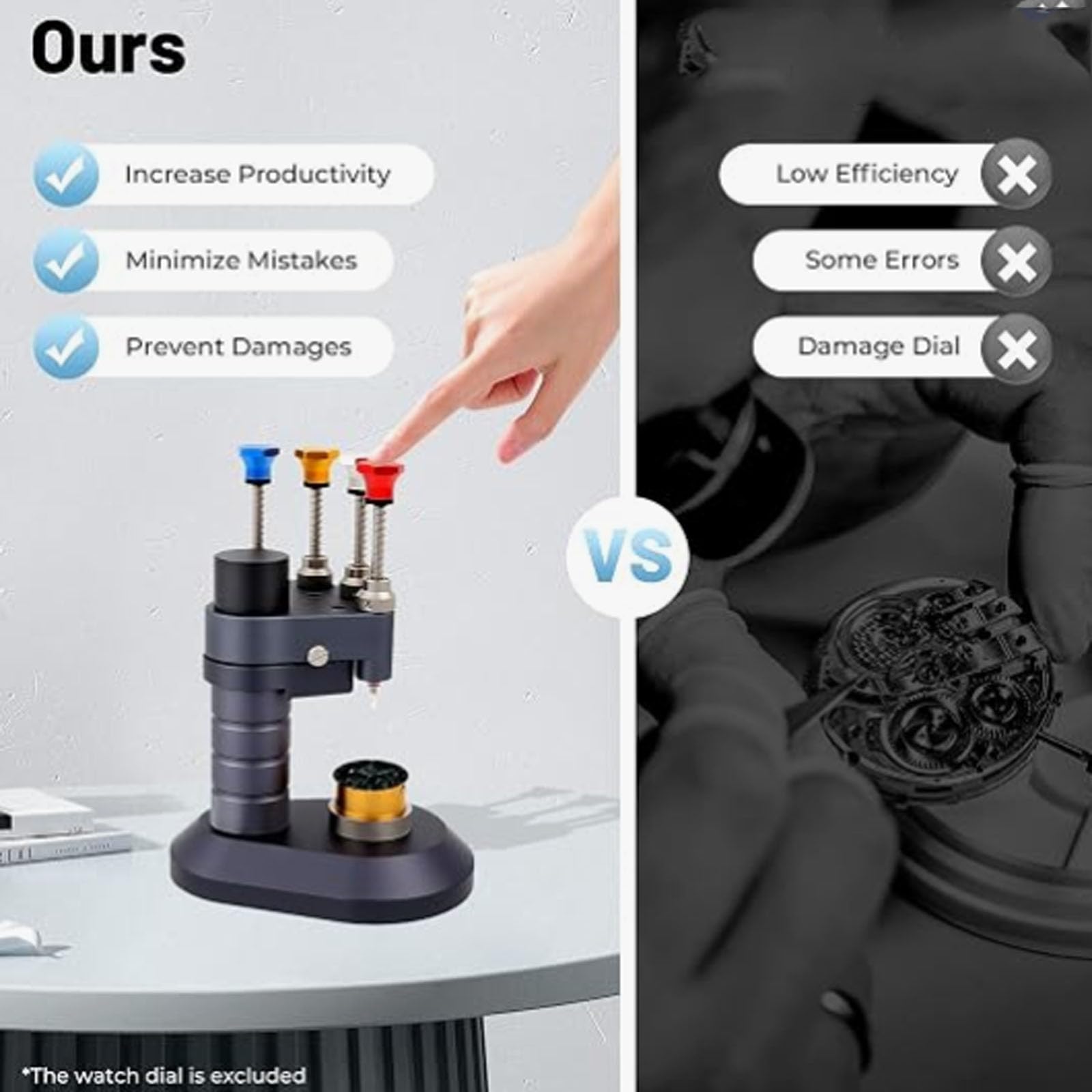 Prensa Industrial Para Máquinas, Herramienta Profesional Para Prensar Relojes Con Base Metálica Y Columna De Acero, Con Cabezal Y Soporte De Latón, Kit De Reparación De Precisión Para Relojeros