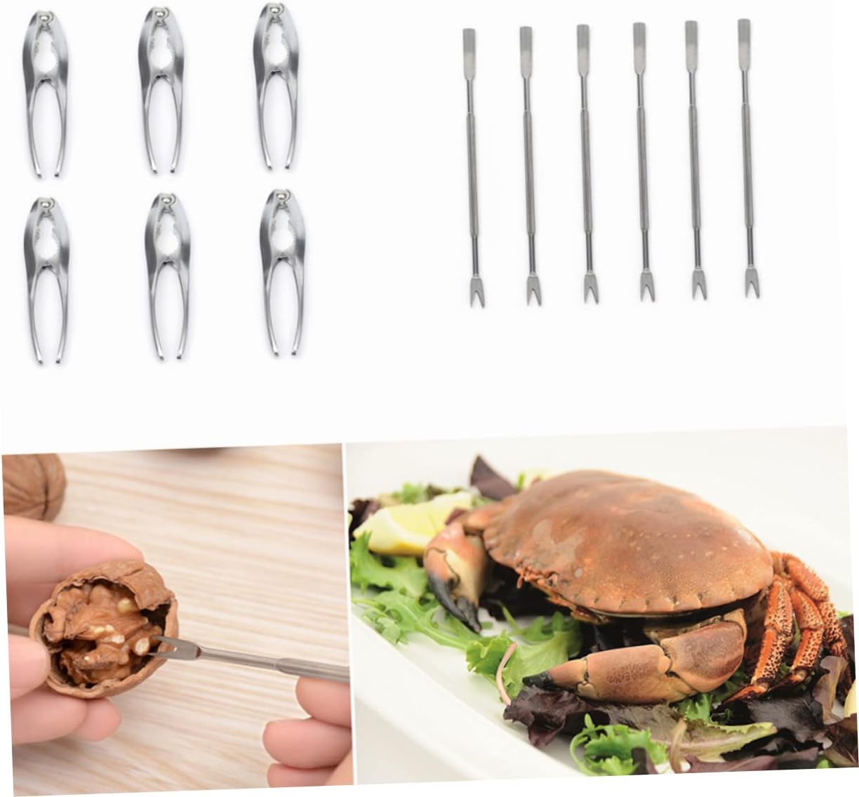 VOSAREA 12-Piece Seafood Tools Set Lobster Opener Stainless Steel Seafood Forks Nutcracker and Picks for Crab and Shellfish Lovers Dishwasher Safe