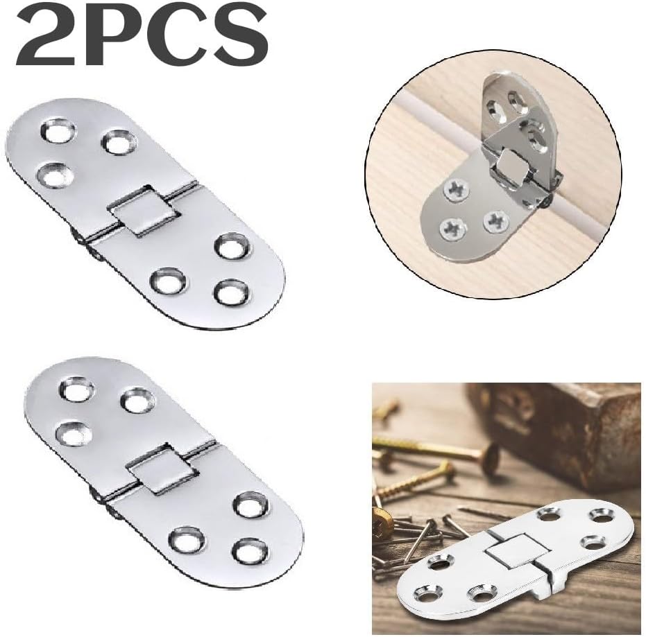 2-Pack Folding Table Hinges, Zinc Alloy Flip Top Cabinet Door Hardware with Soft Close Mechanism for Computer Desk and Furniture, Silver, 78x30mm