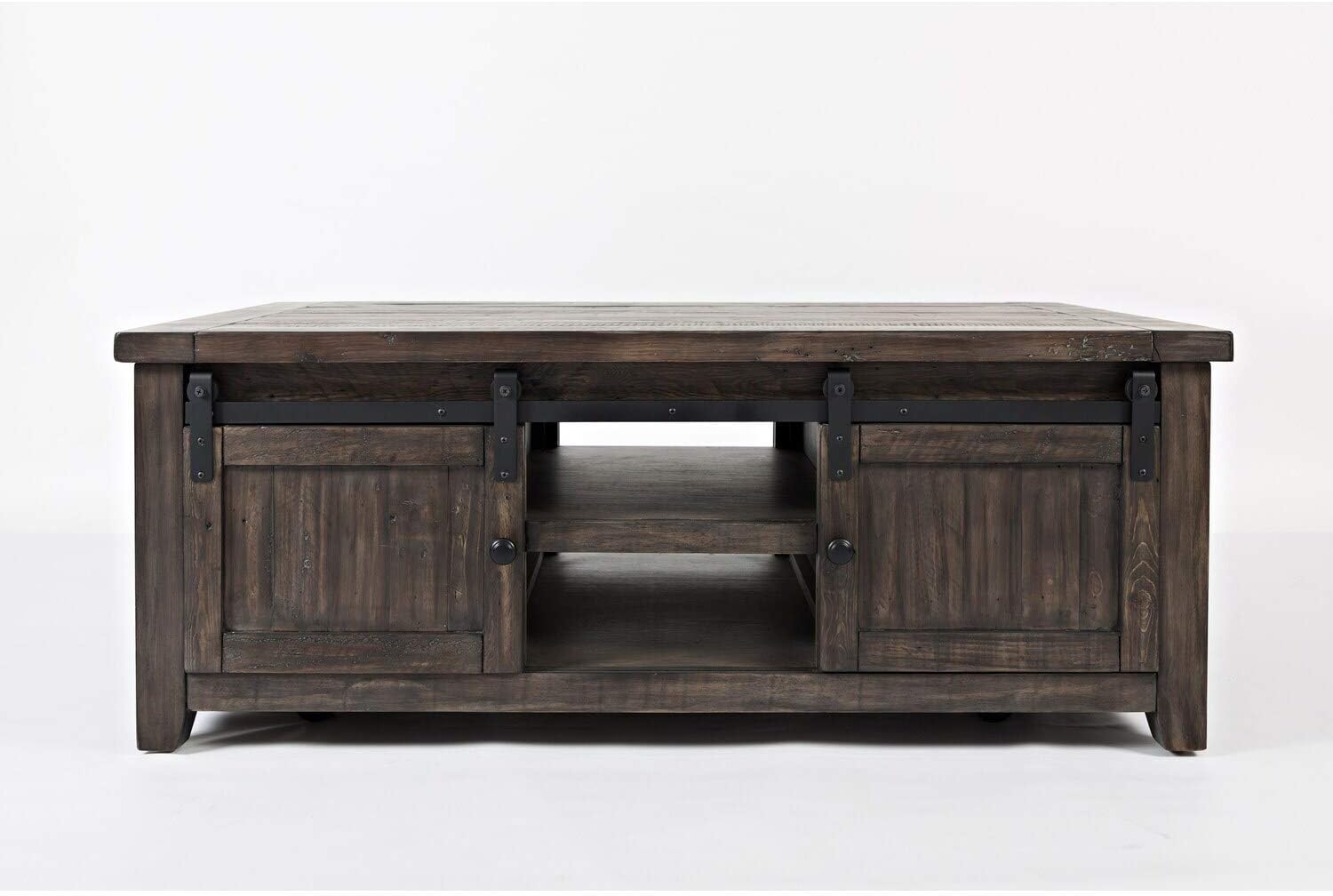 Jofran Madison County Barn Door Reclaimed Pine Farmhouse Coffee Table, 50', Barnwood Brown