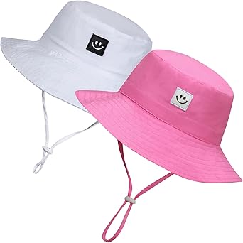 MaxNova Baby Sun Hat Smile Face UPF 50+ Toddler Bucket Hat for Boys Girls 0-7 Years