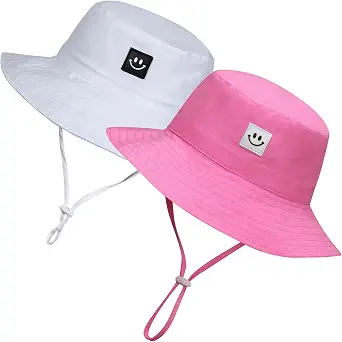 MaxNova Baby Sun Hat with Smile Face, UPF 50+ Toddler Bucket Hat for Boys and Girls (0-7 Years)