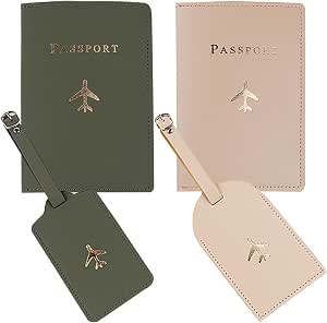 Passport Wallets Travel Holder Set, His and Her Passport Holders and Luggage Tags, Waterproof Travel Accessories for Couples