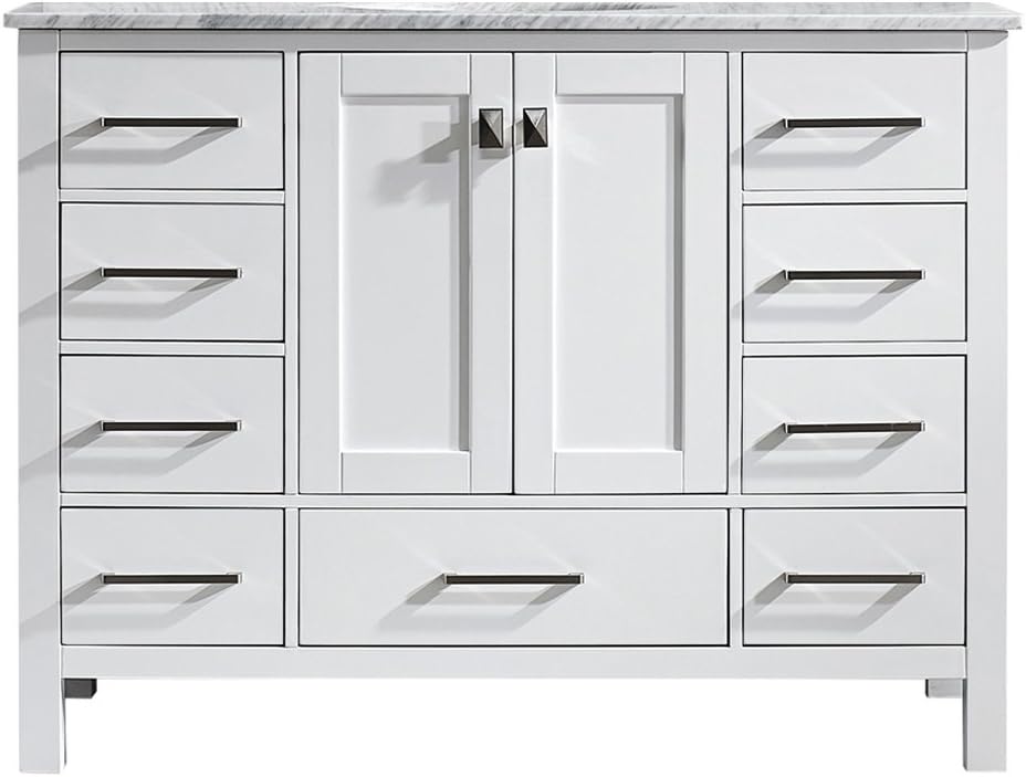 Vinnova 723048-WH-CA-NM Gela 48" Single Vanity Carrera White Marble Top Without Mirror