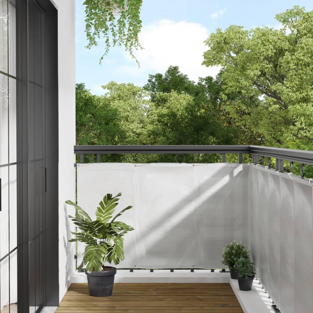 Paravento Balcone Grigio Chiaro 90x500cm 100% Poliestere Oxford,Paravento da Balcone,Protezione UV Sole Pioggia Frangivento Parasole Impermeabile-4000009