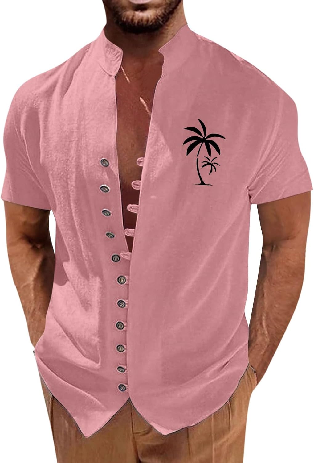 RTRDE Men's Casual Button Down Shirts Short Sleeve Casual Shirt Printed Summer Beach Tops Button Up Shirts, M-4XL
