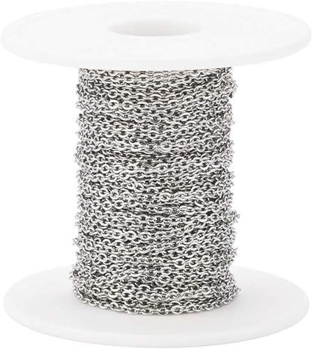 Vista 97 de Mega Pet Cadena de acero inoxidable de 16.4 pies/16.4 ft, color metálico, cadena de eslabones cubanos sin soldar, cadenas de cable facetado, cadena