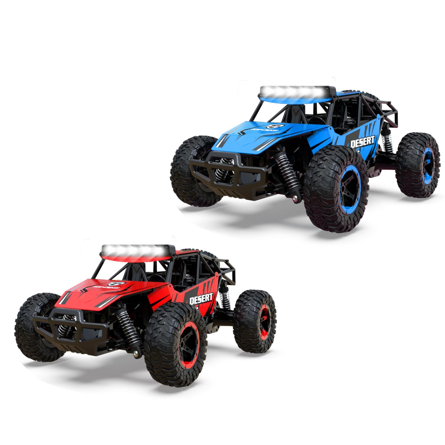 RACENT Remote Control Cars for Boys - 1:16 Scale 20kph Fast RC Truck All Terrain Off-Road Monster Truck Toy for Kids & Adults with 2 Rechargeable Batteries (Red & Blue)