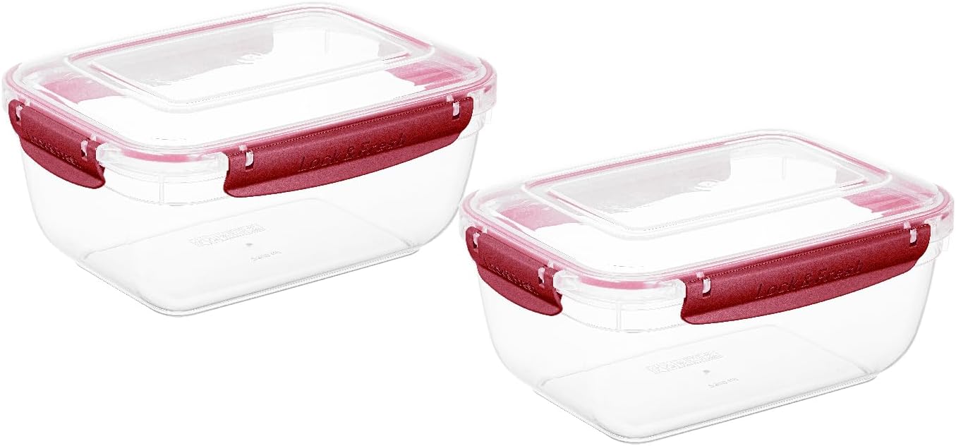 Superio Plastic Food Storage Containers with airtight Lid for Pantry, 2 Pack, Fridge- 80 Oz- BPA Free, Leakproof Sealed Container- Microwave, Dishwasher and Freezer Safe, Clear (Clear)