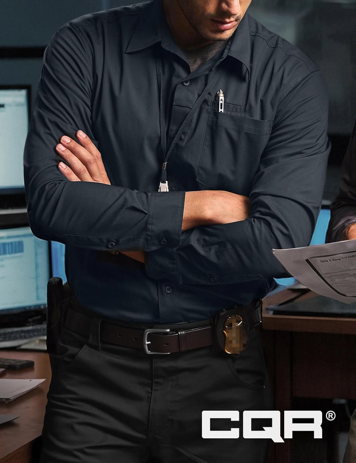 CQR Men's Long Sleeve Tactical Shirts, Ripstop Military Work Shirts, UPF 50+ Breathable Button Down Outdoor Hiking Shirt - Image 5