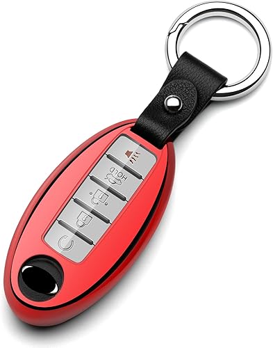 ZSPDACC Compatible con funda para llavero Nissan, Altima Maxima, Rogue Armada Pathfinder, compatible con Infiniti, funda protectora de TPU roja,