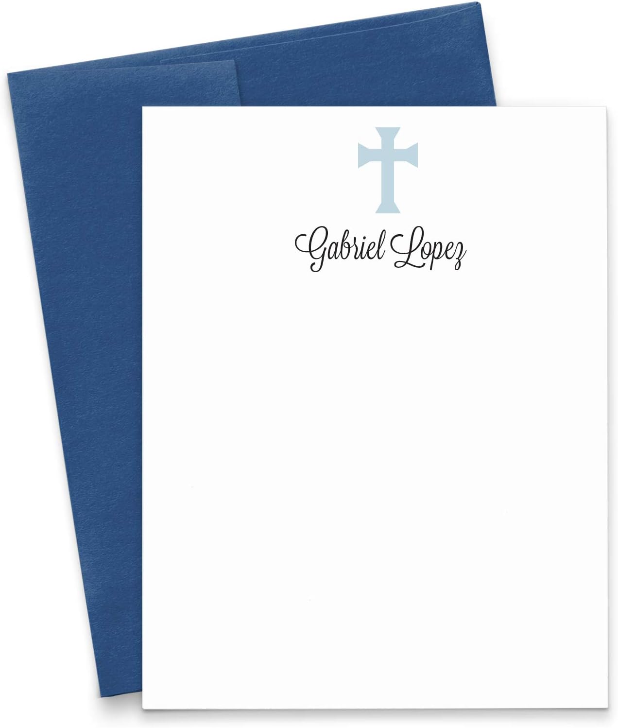 Personalized Stationery for Kids, Cross Stationery Set, Baptism Thank You Cards, Set of 10 flat note cards your choice of color an quantity