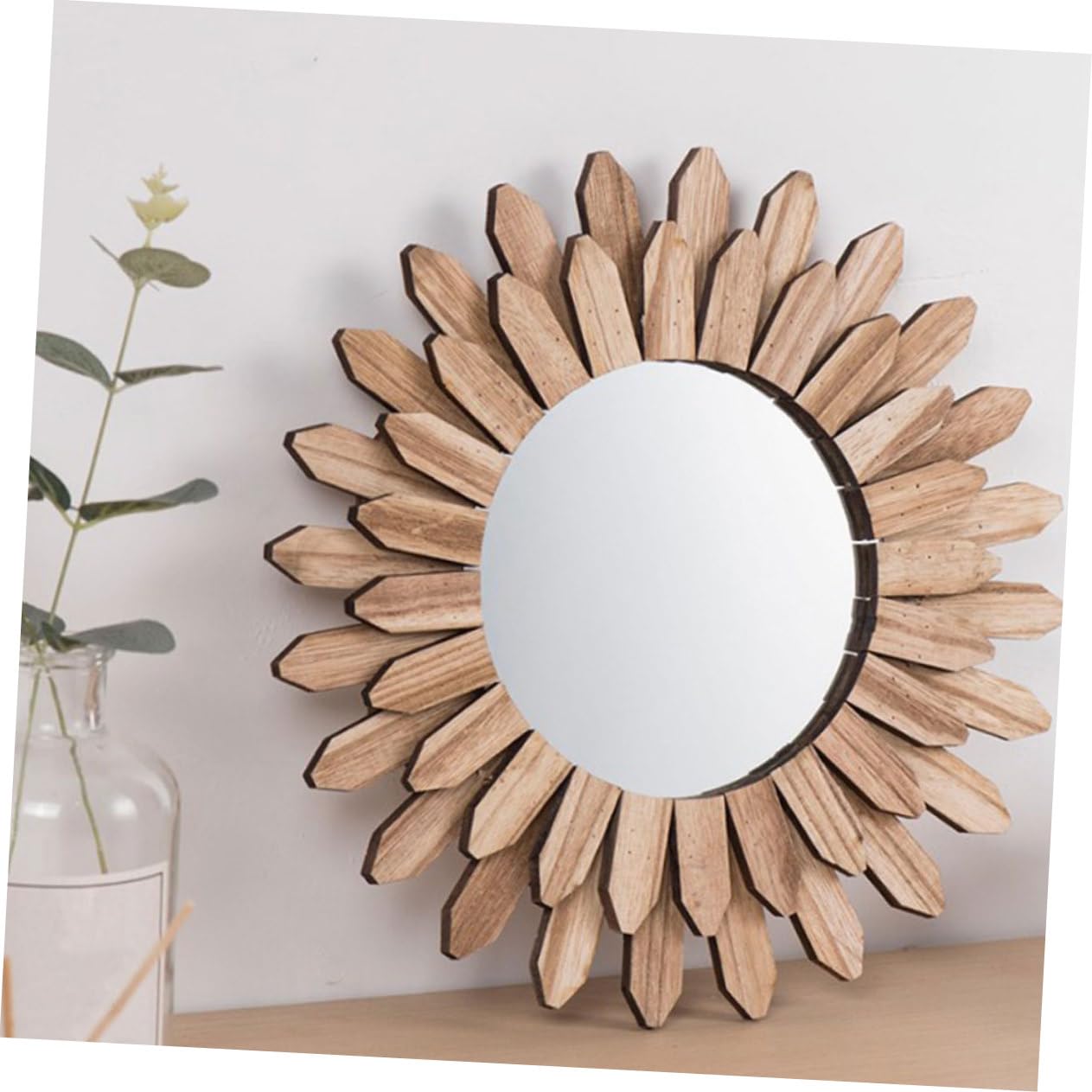 Lurrose Specchio Decorativo da Parete in Legno e Vetro, Design Versatile e Durevole, per Bagno, Ingresso, Hotel e Case Vacanza