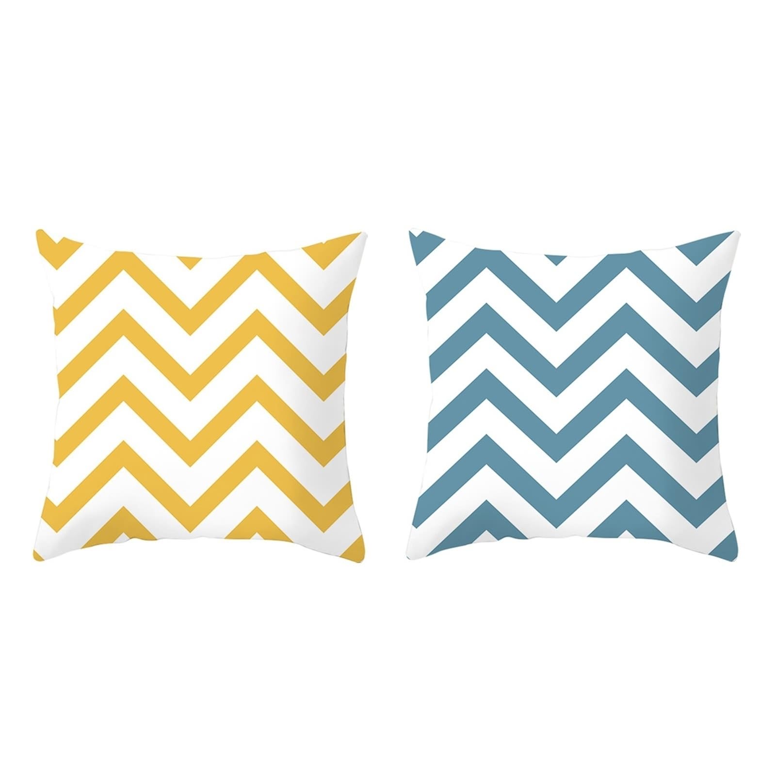 Housse de coussin décorative blanc jaune bleu 45x45 cm lot de 2 pour lit et canapé