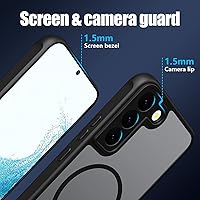 Vista 6 de Funda magnética para Samsung Galaxy S22, compatible con MagSafe, probada en caídas de grado militar, delgada, translúcida, mate, transparente, funda