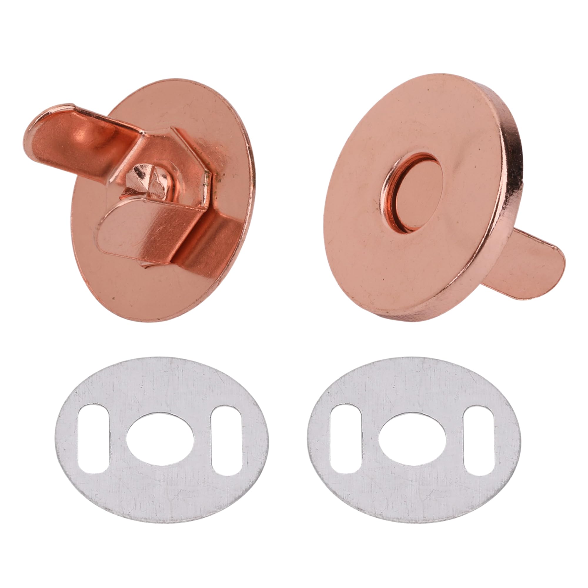 Weddecor Rose Gold Magnetic Snap Round Fasteners Metal Clasps Closures with Backing Washers Stud Button Double Rivet for Crafts, Purse, Bag, Clothes (2pcs,14mm)
