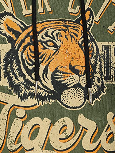 Image of Deniklo Men Polyester Fleece Printed Sweatshirt with Hoodie