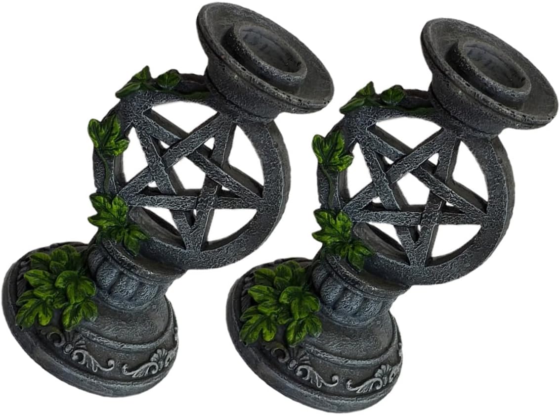 FOMIYES Vintage Style Pentagram Candle Holder Set, 2pcs Resin Retro Candlesticks for Home Décor and Photography Props, Desktop Candle Stand for Living Room and Party Use