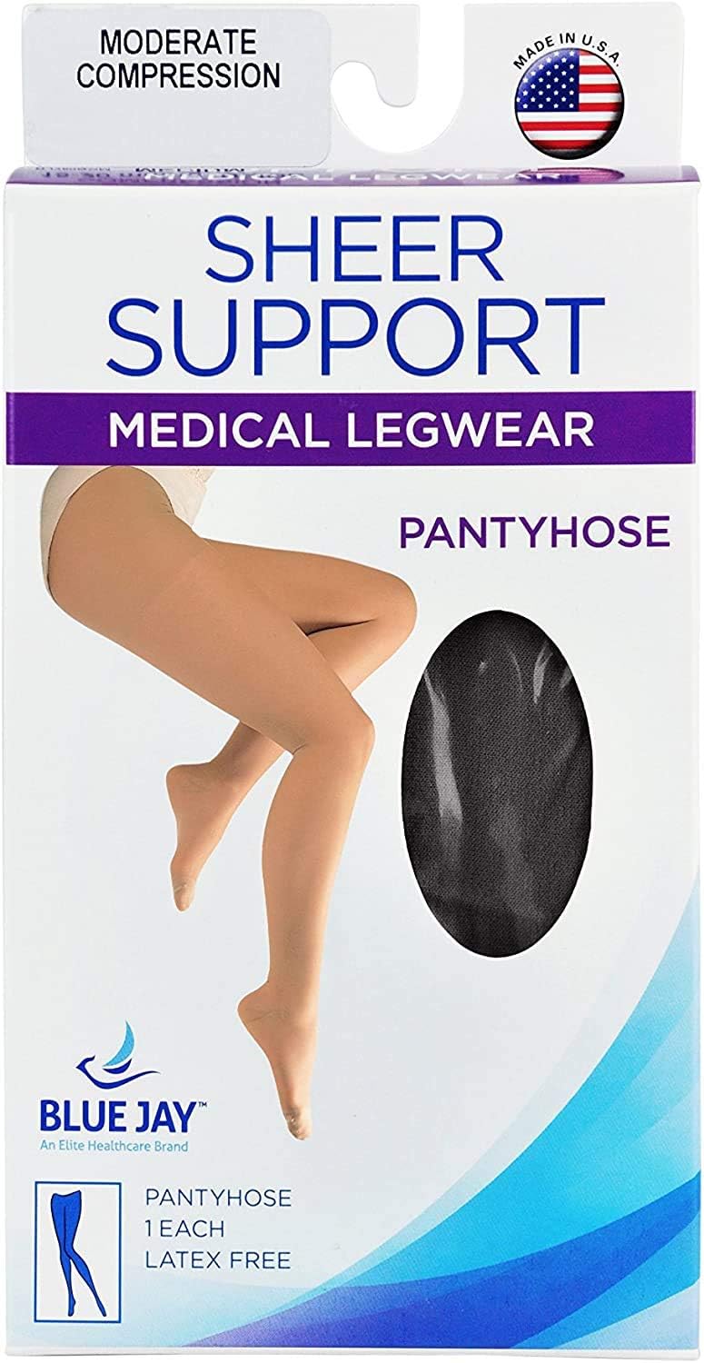 Blue Jay An Elite Healthcare Brand Complete Medical Legwear - Light Weight, Firm Support , Queen Closed Toe Pantyhose, Luxurious and Fashionable Appearance Stocking |1 Pounds, 15-20 mmHg (Beige)
