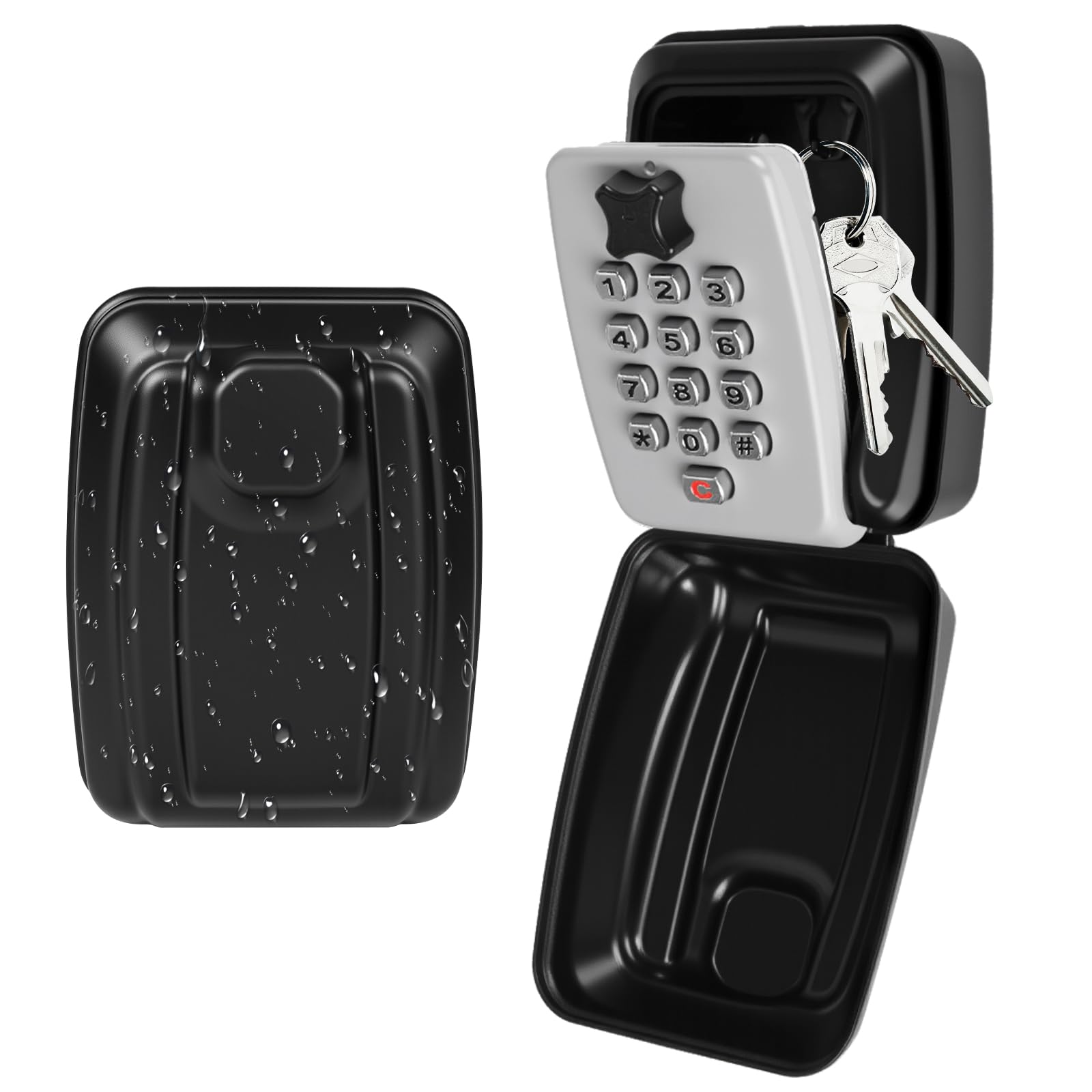 Cajetin para Llaves con Código 12 Dígitos, Caja Fuerte Exterior Grande para Pared, Ultra Resistente e Impermeable, Seguro para Llaves de Hogar, Oficina, Garaje o Escuela